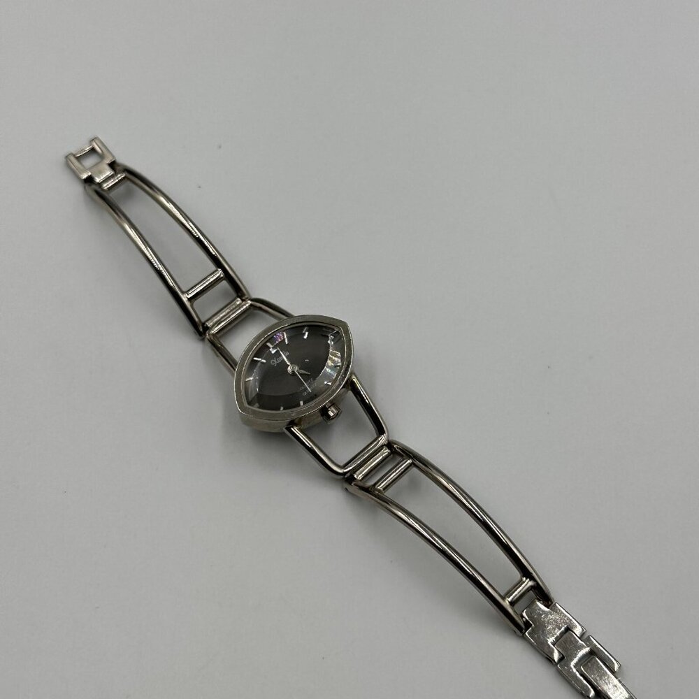 3/$30 Xanadu Watch Women Silver Tone Marquise Face Black Dial 17MM Bangle 5.5" - Picture 9 of 14
